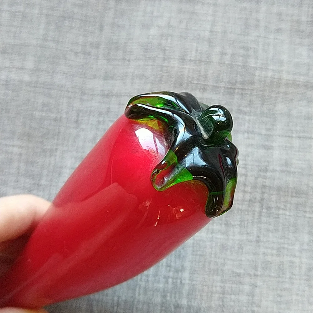 Glass Chili Peppers Handmade Maximalist Decor Set of 3 Blown Glass Fruit